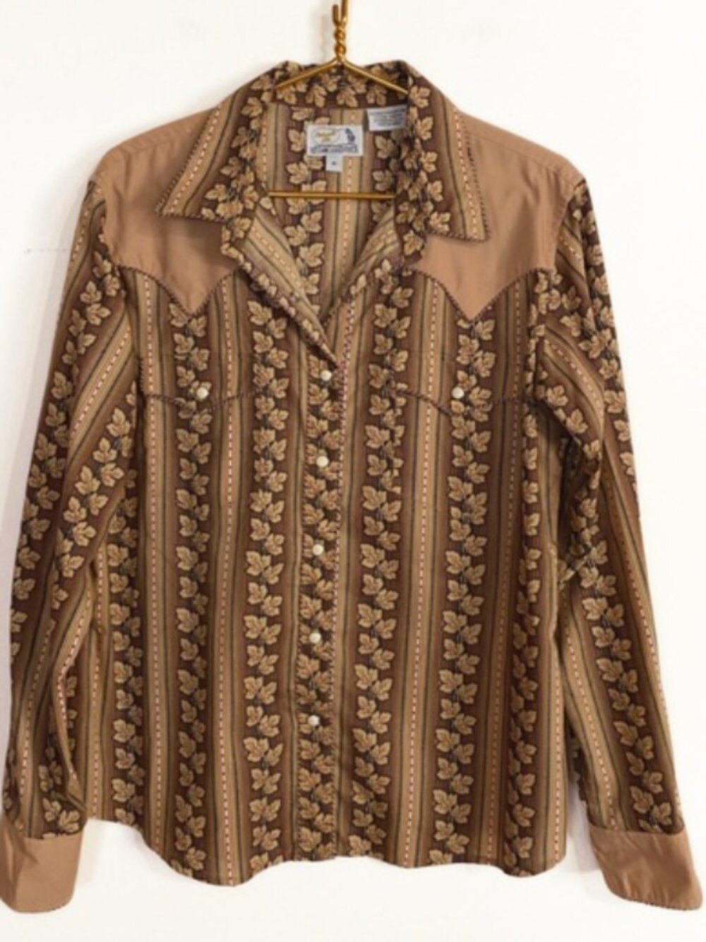 Panhandle Slim Brown Floral Stripe Western Yoke Button-Up
